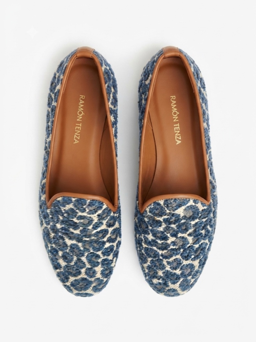 Early 2000s Ramon Tenza Designer Slippers – Blue Animal Print Textile